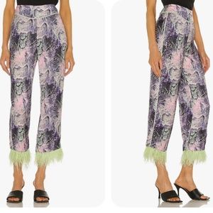 Le Superbe Minted Feather Trim Lounge Pants Snakeskin Print.  Purple.  S…